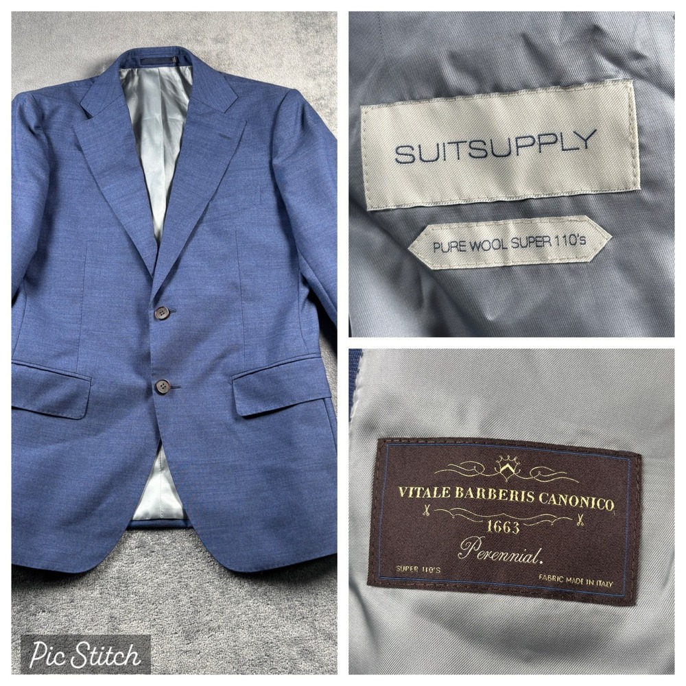 Suitsupply Blazer Mens 38S Blue Vitale Barberis Canonico Super 110s Wool Jacket